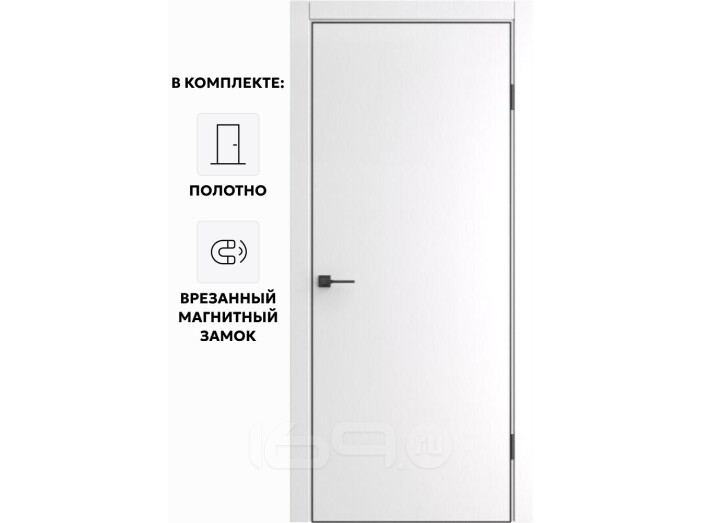 Дверь межкомнатная Порта-50 4AB Полипропилен, Alaska, глухая, кромка алюминиевая черная матовая, каркасно-щитовая