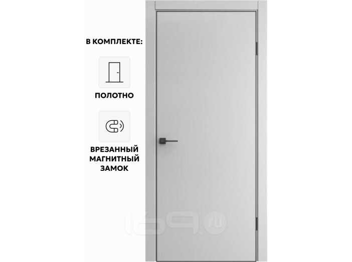 Дверь межкомнатная Порта-50 4AB Полипропилен, Nardo Grey, глухая, кромка алюминиевая черная матовая, каркасно-щитовая