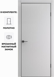 Дверь межкомнатная Порта-50 4AB Полипропилен, Nardo Grey, глухая, кромка алюминиевая черная матовая, каркасно-щитовая