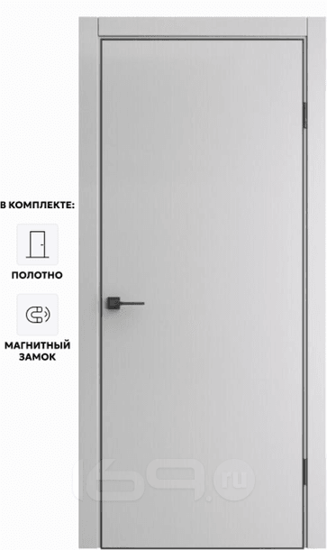 Дверь межкомнатная Порта-50 4AB Полипропилен, Nardo Grey, глухая, кромка алюминиевая черная матовая, каркасно-щитовая