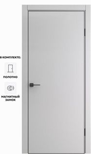 Дверь межкомнатная Порта-50 4AB Полипропилен, Nardo Grey, глухая, кромка алюминиевая черная матовая, каркасно-щитовая