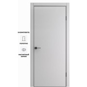 Дверь межкомнатная Порта-50 4AB Полипропилен, Nardo Grey, глухая, кромка алюминиевая черная матовая, каркасно-щитовая
