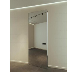 Дверь межкомнатная Invisible-800 Зеркальные Серебро, скрытая/глухая, кромка матовая черная, каркасно-щитовая