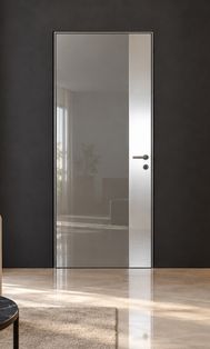 Дверь скрытого монтажа invisible-800, с зеркалом, серебро, кромка алюминиевая матовый хром, каркасно-щитовая