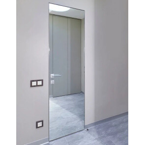 Дверь межкомнатная invisible-800, зеркальные, серебро, глухая, скрытая, кромка алюминиевая матовый хром, каркасно-щитовая
