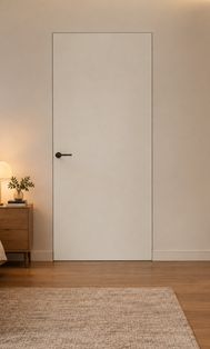 Дверь межкомнатная Порта Invisible 4A ПЭТ, Keramik Valse, глухая, скрытая, кромка алюминиевая матовый хром, каркасно-щитовая