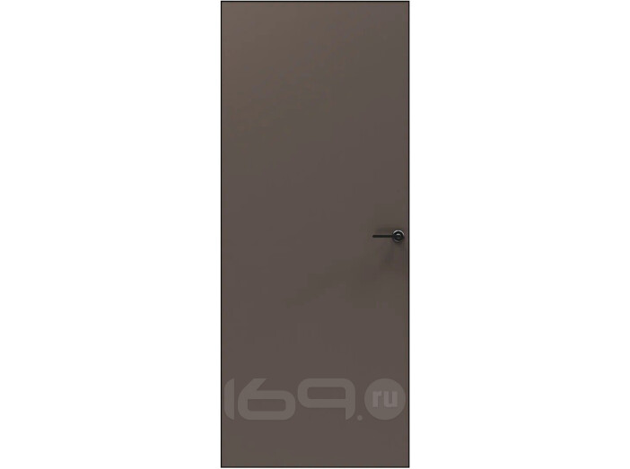 Дверь межкомнатная Порта Invisible 4A ПЭТ, Keramik Brown, глухая, скрытая, кромка алюминиевая черная матовая, каркасно-щитовая