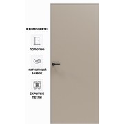 Дверь межкомнатная Порта Invisible Reverse 4A ПЭТ, левое открывание, Keramik Beige, глухая, скрытая, кромка алюминиевая матовый хром, каркасно-щитовая