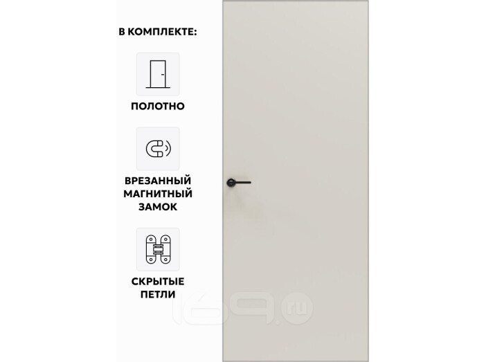 Дверь межкомнатная Порта Invisible Reverse 4A ПЭТ, левое открывание, Keramik Valse, глухая, скрытая, кромка алюминиевая матовый хром, каркасно-щитовая