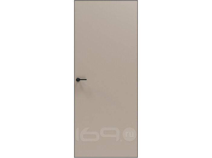 Дверь межкомнатная Порта Invisible Reverse 4AB ПЭТ, левое открывание, Keramik Beige, глухая, скрытая, кромка алюминиевая черная матовая, каркасно-щитовая
