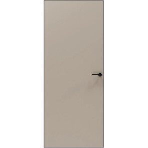 Дверь межкомнатная Порта Invisible Reverse 4AB ПЭТ, правое открывание, Keramik Beige, глухая, скрытая, кромка алюминиевая черная матовая, каркасно-щитовая