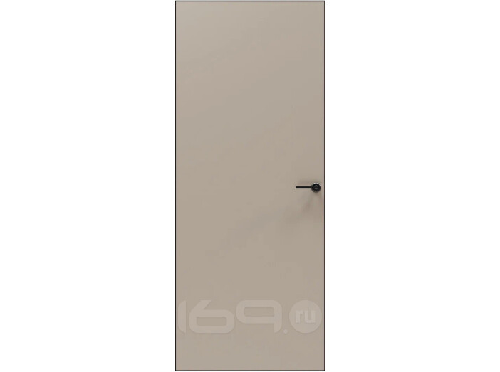Дверь межкомнатная Порта Invisible Reverse 4AB ПЭТ, правое открывание, Keramik Beige, глухая, скрытая, кромка алюминиевая черная матовая, каркасно-щитовая