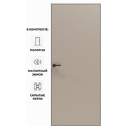 Дверь межкомнатная Порта Invisible Reverse 4AB ПЭТ, левое открывание, Keramik Beige, глухая, скрытая, кромка алюминиевая черная матовая, каркасно-щитовая