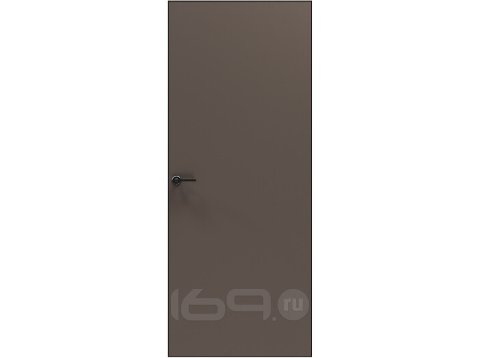 Дверь межкомнатная Порта Invisible Reverse 4AB ПЭТ, левое открывание, Keramik Brown, глухая, скрытая, кромка алюминиевая черная матовая, каркасно-щитовая