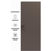 Дверь межкомнатная Порта Invisible Reverse 4A ПЭТ, правое открывание, Keramik Brown, глухая, скрытая, кромка алюминиевая матовый хром, каркасно-щитовая