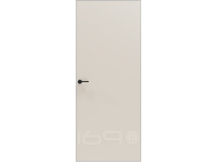 Дверь межкомнатная Порта Invisible 4A ПЭТ, Shellac Cream, глухая, скрытая, кромка алюминиевая матовый хром, каркасно-щитовая