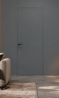 Дверь межкомнатная Порта Invisible 4A ПЭТ, Shellac Graphite, глухая, скрытая, кромка алюминиевая матовый хром, каркасно-щитовая