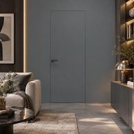 Дверь межкомнатная Порта Invisible 4A ПЭТ, Shellac Graphite, глухая, скрытая, кромка алюминиевая матовый хром, каркасно-щитовая