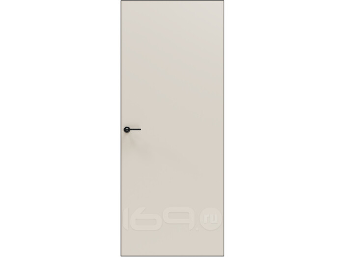 Дверь межкомнатная Порта Invisible 4AB ПЭТ, Shellac Cream, глухая, скрытая, кромка алюминиевая черная матовая, каркасно-щитовая