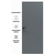 Дверь межкомнатная Порта Invisible Reverse 4A ПЭТ, правое открывание, Shellac Graphite, глухая, скрытая, кромка алюминиевая матовый хром, каркасно-щитовая