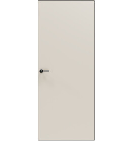 Дверь межкомнатная Порта Invisible Reverse 4AB ПЭТ, левое открывание, Shellac Cream, глухая, скрытая, кромка алюминиевая черная матовая, каркасно-щитовая