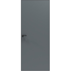 Дверь межкомнатная Порта Invisible Reverse 4AB ПЭТ, левое открывание, Shellac Graphite, глухая, скрытая, кромка алюминиевая черная матовая, каркасно-щитовая