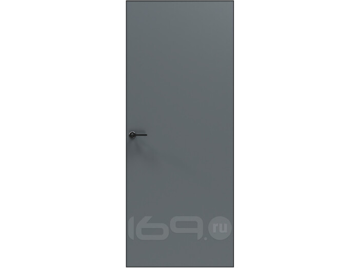 Дверь межкомнатная Порта Invisible Reverse 4AB ПЭТ, правое открывание, Shellac Graphite, глухая, скрытая, кромка алюминиевая черная матовая, каркасно-щитовая