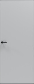 Дверь межкомнатная Порта Invisible Reverse 4AB ПЭТ, правое открывание, Shellac Grey, глухая, скрытая, кромка алюминиевая черная матовая, каркасно-щитовая