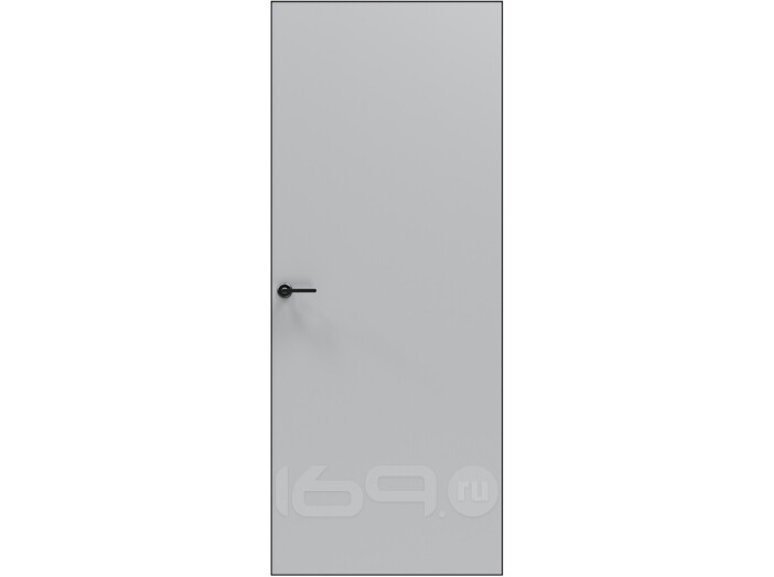 Дверь межкомнатная Порта Invisible Reverse 4AB ПЭТ, правое открывание, Shellac Grey, глухая, скрытая, кромка алюминиевая черная матовая, каркасно-щитовая