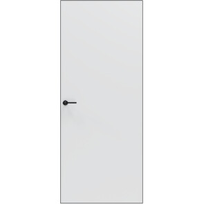 Дверь межкомнатная Порта Invisible Reverse 4AB ПЭТ, левое открывание, Shellac White, глухая, скрытая, кромка алюминиевая черная матовая, каркасно-щитовая