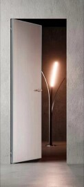 Дверь скрытого монтажа Invisible-700 U, грунт (под окраску), левое открывание, Грунт, кромка алюминиевая матовый хром, каркасно-щитовая