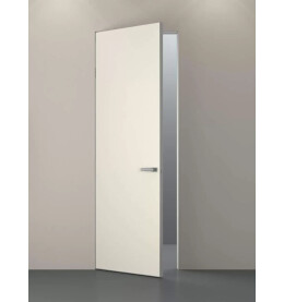 Дверь межкомнатная Порта Invisible 4A Праймер White Грунт (под окраску), левое открывание, Серый, глухая, скрытая, кромка алюминиевая матовый хром, каркасно-щитовая