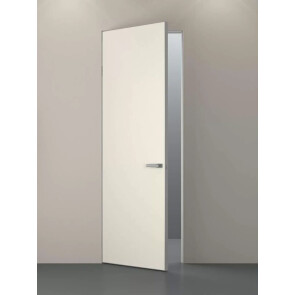 Дверь межкомнатная Порта Invisible 4A Грунт (под окраску), левое открывание, Серый, глухая, скрытая, кромка алюминиевая матовый хром, каркасно-щитовая