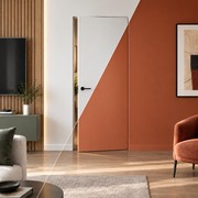 Дверь межкомнатная Порта Invisible 4A Грунт (под окраску), Серый, глухая, скрытая, кромка алюминиевая матовый хром, каркасно-щитовая