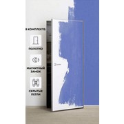 Дверь межкомнатная Порта Invisible 4A Грунт (под окраску), Серый, глухая, скрытая, кромка алюминиевая матовый хром, каркасно-щитовая