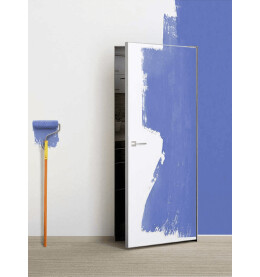 Дверь межкомнатная Порта Invisible 4A Праймер White Грунт (под окраску), Серый, глухая, скрытая, кромка алюминиевая матовый хром, каркасно-щитовая