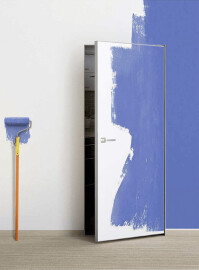 Дверь межкомнатная Порта Invisible 4A Грунт (под окраску), Серый, глухая, скрытая, кромка алюминиевая матовый хром, каркасно-щитовая