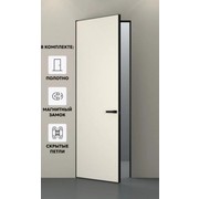 Дверь межкомнатная Порта Invisible 4AB Грунт (под окраску), Серый, глухая, скрытая, кромка алюминиевая черная матовая, каркасно-щитовая