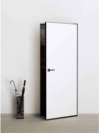 Дверь межкомнатная Порта Invisible 4AB Грунт (под окраску), Серый, глухая, скрытая, кромка алюминиевая черная матовая, каркасно-щитовая