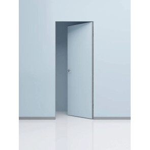 Дверь межкомнатная Порта Invisible Reverse 4A Грунт (под окраску), левое открывание, Серый, глухая, скрытая, кромка алюминиевая матовый хром, каркасно-щитовая