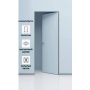 Дверь межкомнатная Порта Invisible Reverse 4A Грунт (под окраску), левое открывание, Серый, глухая, скрытая, кромка алюминиевая матовый хром, каркасно-щитовая