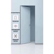 Дверь межкомнатная Порта Invisible Reverse 4A Грунт (под окраску), правое открывание, Серый, глухая, скрытая, кромка алюминиевая матовый хром, каркасно-щитовая