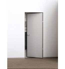 Дверь межкомнатная Порта Invisible Reverse 4A Праймер White Грунт (под окраску), правое открывание, Серый, глухая, скрытая, кромка алюминиевая матовый хром, каркасно-щитовая