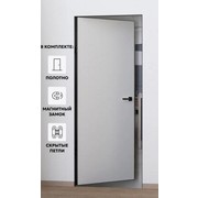 Дверь межкомнатная Порта Invisible Reverse 4AB Грунт (под окраску), правое открывание, Серый, глухая, скрытая, кромка алюминиевая черная матовая, каркасно-щитовая