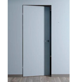 Дверь межкомнатная Порта Invisible Reverse 4AB Праймер White Грунт (под окраску), правое открывание, Серый, глухая, скрытая, кромка алюминиевая черная матовая, каркасно-щитовая