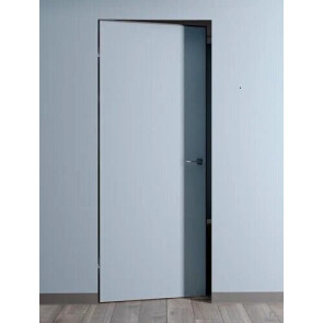 Дверь межкомнатная Порта Invisible Reverse 4AB Грунт (под окраску), правое открывание, Серый, глухая, скрытая, кромка алюминиевая черная матовая, каркасно-щитовая