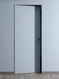 Дверь межкомнатная Порта Invisible Reverse 4AB Праймер White Грунт (под окраску) Серый, Правое открывание, глухая/скрытая, кромка матовый хром, каркасно-щитовая