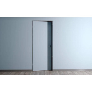 Дверь межкомнатная Порта Invisible Reverse 4AB Грунт (под окраску), правое открывание, Серый, глухая, скрытая, кромка алюминиевая черная матовая, каркасно-щитовая