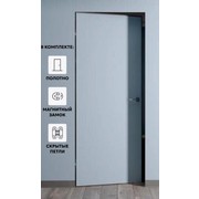 Дверь межкомнатная Порта Invisible Reverse 4AB Грунт (под окраску), левое открывание, Серый, глухая, скрытая, кромка алюминиевая черная матовая, каркасно-щитовая