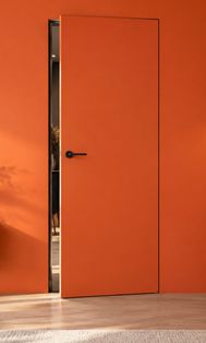Дверь межкомнатная Порта Invisible Reverse 4AB Грунт (под окраску), левое открывание, Серый, глухая, скрытая, кромка алюминиевая черная матовая, каркасно-щитовая